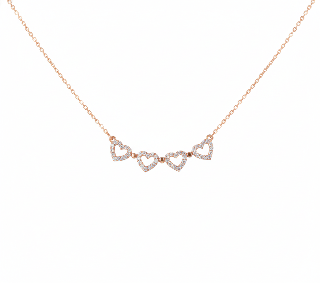 Collar Trébol Magnético 2 en 1 - Corazones de Acero y Zirconitas