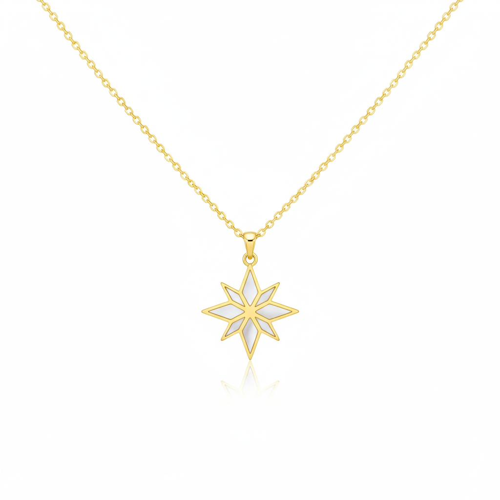 Collar "Estrella del Norte" con Nácar Iridiscente - Baño de Oro 18k