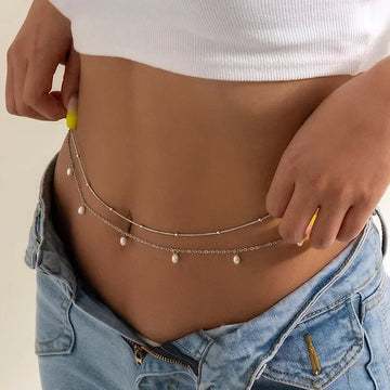Elegant Double Layer Pearl Body Chain