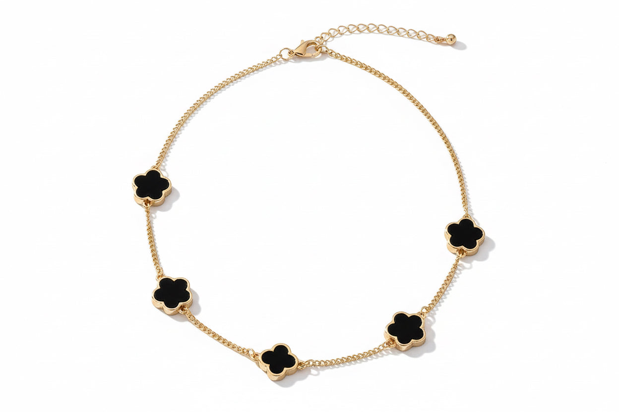 Collar de Trébol Verde Estilo Vintage Tono Oro - 5 Motivos