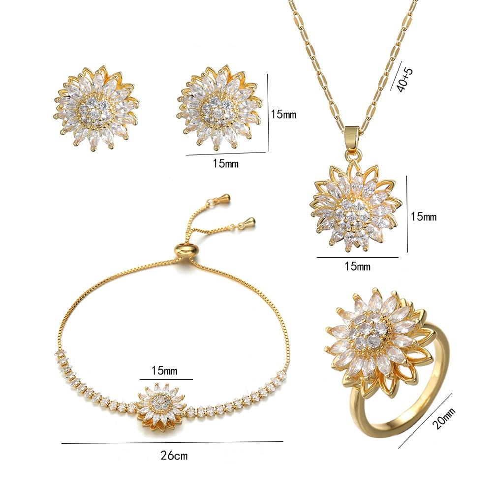 Joyas de Girasol - Collar, Anillo, Pulsera y Pendientes