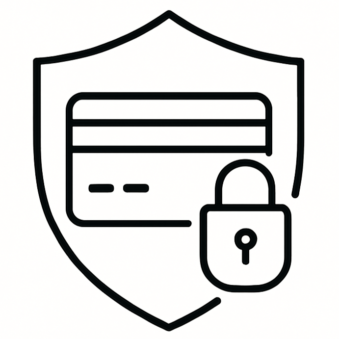 Secure payment Gere um icon minimalista com linhas pretas
