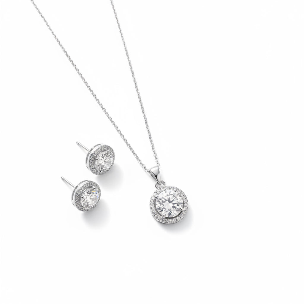 Collar Radiant Halo de Vero Collections + Pendientes de Regalo (Set de Regalo)